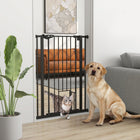 PawHut 41" Pet Gate with Walk Through Door-The door can be closed automatically when its opening angle is less than 90°, and stay open when it goes over 90°(can't close when is less than 15°)