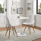 Modway Lippa 24" Square Wood Dining Table - White-Chip-Resistant Metal Pedestal Base