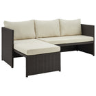 Manhattan Comfort Menton Modern Patio 2-Seater and Lounge Chair Set with Coffee Table - Brown/Cream-The 3 Seater Sofa with Chaise Includes 3 Back Pillows for Extra Comfort