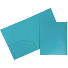 JAM Paper Heavy Duty Plastic Two-Pocket School Folders - Teal Blue - 6 Pack-Sea Blue Folder