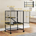 PawHut 34" H 2-Tier Rolling Small Animal Cage - Black-Bottom shelf for placing pet toys or food 