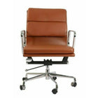 Plata Import - Alark chaise de bureau capitonnage en cuir PU cadre en métal à dossier bas, Brun-Verin à gaz de base et roulettes