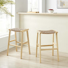 Modway - Saoirse Tabouret de bar en bois de corde tressée - Naturel naturel - Ensemble de 2-6