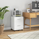 Vinsetto Mobile 2-Drawer Letter/A4 Filing Cabinet with Wheels - White-Large storage capacity with two drawers for files, notebooks, magazines, and other office supplies 
