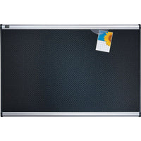 Quartet Prestige Black Embossed Foam Bulletin Board, Aluminum Frame, 48" x 36"-Highly durable embossed black-foam bulletin board backed by high-density fiberboard secures documents with push pins