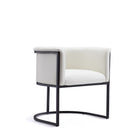 Manhattan Comfort - Chaise de salle à manger Cosmopolitan 24 po style mid-century moderne, revêtement en similicuir blanc et noir-Chaise de salle à manger moderne parfaite pour la salle à manger et comme accent dans le salon