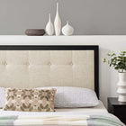 Modway Draper Tufted Fabric and Wood Queen Headboard - Black Beige-Interchangeable Bed Frame Options