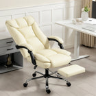 HOMCOM Leather Executive Office Chair - Beige-Scratch-resistant faux leather stands up to wear and spills