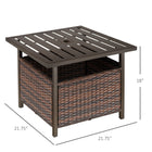 Outsunny - Table basse de patio en rotin d’extérieur 22 po avec trou pour parasol, brun-Fabriquée avec un cadre en acier revêtu de poudre pour plus de robustesse et de stabilité  