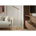 Monarch Specialties 9652 65"H Floor Lamp - Brass Metal, Wood-look Shade-Designed for modern living and flexibility, this lamp adjusts from 52 in. to 65 in. tall with a simple rotation of the wood light bar, positioned horizontally for a relaxed, low-profile 52 in. height, or rotated upright for a taller 65" and a more dramatic presence