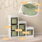 Qaba Toy Storage Organizer Kids Bookshelf with 6 Plastic Bins - Green-Follows the included instructions for quick, hassle-free setup
