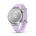 Garmin Lily 2 Active Fitness Tracker Smartwatch - Silver with Purple Jasmine Silicone Band-Head out with peace of mind with safety and tracking features, including LiveTrack plus incident detection (during select activities) and Assistance, both of which send a message with your live location to emergency contacts when paired with your compatible smartphone; requires setup and your smartphone to be in an area with network coverage where data connectivity is available