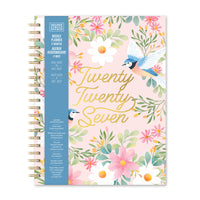 Orange Circle Studio Birds & Blooms Extra-Large Spiral Weekly/Monthly Planner -  8.5" x 11" - Assorted Colours - Bilingual-Features  weekly and monthly planner pages