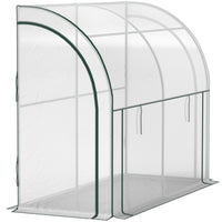 Outsunny Walk-in Wall Lean-to Greenhouse with Weed Barrier - 7' x 3' x 5' - White- Lean-to-wall design increases space utilisation and reduces wind impact
 