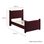 Modway Rael Performance Velvet Twin Platform Bed - Mulberry-8