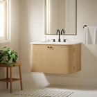 Modway - Zia Fixation murale de 30" Meuble de salle de bain avec lavabo en marbre - Naturel-Trous de robinet étendus de 8"