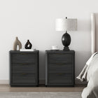 Manhattan Comfort Evelyn 20" Modern 3-Drawer Nightstand 2-Piece Set - Charcoal Grey-Includes 3 Full Extension Drawers