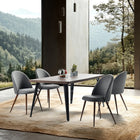 FurnitureR Velvet Dining Side Chair - Grey - 2 Pack-The quilted, grid line design on the back giving it a tasteful and refined look