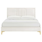 Modway Sofia Channel Tufted Performance Velvet Queen Platform Bed with  Gold Metal Legs - White-Wood Legs With Gold Metal Sleeves