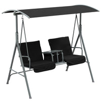 Outsunny 2-Person Porch Swing with Adjustable Canopy - Table & Storage Bag-Outdoor porch swing with canopy and stand for your convenience

