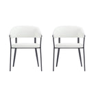 Manhattan Comfort Belle 22.4" Modern Textured Leatherette Upholstered Dining Chair - White - Set of 2-Modern Dining Chair for Dining Room and Task Use. Set of 2