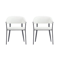 Manhattan Comfort Belle 22.4" Modern Textured Leatherette Upholstered Dining Chair - White - Set of 2-Modern Dining Chair for Dining Room and Task Use. Set of 2