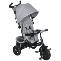 Qaba - Tricycle 6 en 1 pour tout-petits 1-5 ans avec poignée parentale - gris-Conception 6 en 1, garantit une promenade confortable et sécurisée pour votre enfant à mesure qu'il grandit 