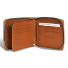 Champs - Portefeuille Zip Around en Cuir Denim - Beige/Bleu-Doublure RFID
