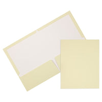 JAM Paper Laminated Two-Pocket Glossy Presentation Folders - Ivory - 6 Pack-Ivory Folder
