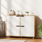 HOMCOM Shoe Cabinet with 4 Flip Drawers - Natural Wood-Slim 9.4" (24 cm) depth saves space in narrow hallways or small apartments