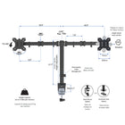 Rocelco - Support de bureau réglable de 45 po avec support pour double écran-Les ressorts à gaz ADR45 peuvent supporter jusqu'à 40 lb
