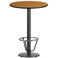 Flash Furniture Dessus de table rond de 30 po en stratifié de bois naturel avec base de table ronde de 18 po à hauteur de bar-Table d'hospitalité à hauteur de bar