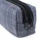 Fashion Stationery Check Pencil Case - Blue/Navy-2 secure zipped compartments