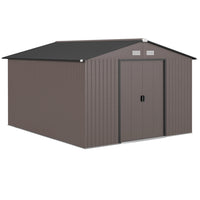 Outsunny 9' x 11' Garden Storage Shed with Foundation Kit-Large inner space for storing tools bicycle, garden tools, lawn care equipment and more
