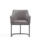 Manhattan Comfort - Fauteuil de salle à manger moderne Serena 23,03 po en similicuir gris-Fauteuil de salle à manger moderne pour salle à manger et usage de travail
