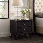 Modway Providence Nightstand or End Table - Cappuccino-Two Full-Extension Glide Drawers
