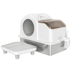PawHut - boîte à litière pour chat en acier inoxydable extra large avec parois hautes-Le design fermé minimise les odeurs pour un air plus frais 