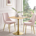 Modway Lippa 28" Square Wood Dining Table - Gold Natural-Chip-Resistant Metal Pedestal Base