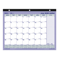 Blueline 13 Months Monthly Academic Desk Pad - July to July - 11" L x 8 1/2" W - Bilingual-13 Months, July to July