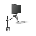 ShoppingAll - Convertisseur de bureau assis-debout réglable en hauteur avec rehausseur de moniteur – 25 po – Blanc-lever/abaisser sans effort – le mécanisme à vérin à gaz permet de changer la hauteur en douceur d’une seule main pour varier la posture toute la journée