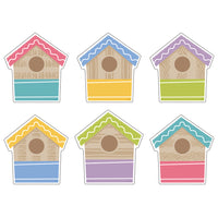 TREND enterprises Garden Birdhouses Classic Accents Variety Pack - 5.5" - 36 Pack-Birdhouses in calming, natural colours can be used to show photos or pictures