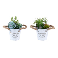Monarch Specialties - 9361 Succulente Artificielle 7" de Haut - Pots en Métal Blanc - Ensemble de 2-Rafraîchissez votre décoration de table avec cet ensemble de 2 plantes artificielles, comprenant des succulentes artificielles de 7" de hauteur, disposées dans des pots en métal blanc élégants, un accent propre et moderne pour la maison ou le bureau