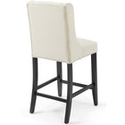 Modway Baronet Tufted Button Upholstered Fabric Counter Stool - Beige-Solid Wood Legs