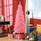 HOMCOM - Arbre de Noël artificiel de 6pi de haut avec base en acier - rose-Les branches ignifuges améliorent la sécurité  