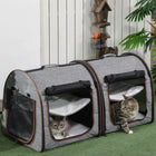 PawHut 39" Travel Pet Carrier - Grey-Two mesh windows allowing for air circulation