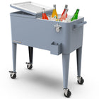 Permasteel 80 qt Retro Rolling Patio Cooler with Divider - Blue-Matte finish