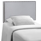 Modway Region Nailhead Upholstered Twin Headboard - Sky Grey-Particleboard with solid wood poles