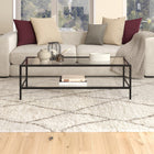 Hudson&Canal - Table basse rectangulaire Hera 54" de largeur avec étagère en verre - Bronze noirci-Nettoyer avec un chiffon doux et sec, sans produits chimiques agressifs ni produits de nettoyage abrasifs
