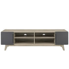 Modway Tread 70" Media Console TV Stand - Natural Grey-Two Adjustable Storage Shelves