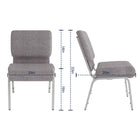 Flash Furniture - Chaise d'église empilable de la série HERCULES de 21 po de largeur en tissu gris - Cadre veine d'argent-Pochette rangement de livre au dossier